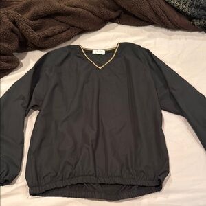 Izod Black V-Neck Sweater with Gold Accents